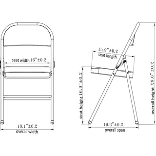 Lorell Folding Chairs - Powder Coated Steel Frame - Black - 4 / Carton