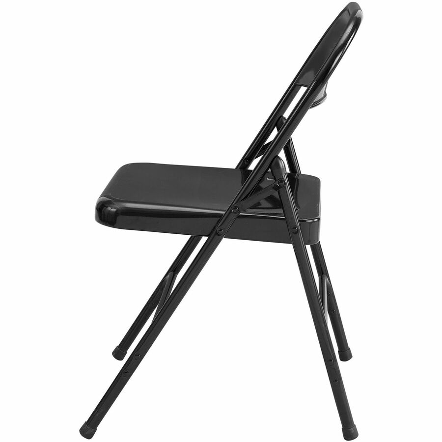 Lorell Folding Chairs - Powder Coated Steel Frame - Black - 4 / Carton