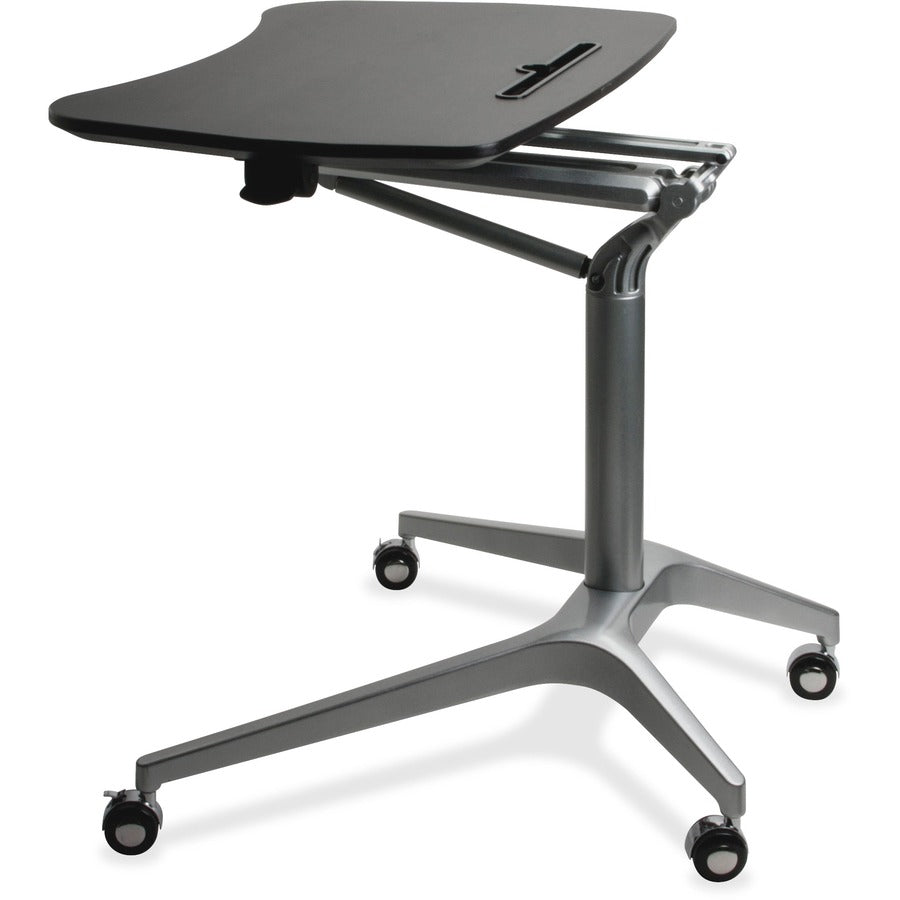 Lorell Gas Lift Height-Adjustable Mobile Desk - For - Table TopBlack Rectangle Top - Powder Coated Base - Adjustable Height - 28.70" to 40.90" Adjustment x 28.25" Table Top Width x 18.75" Table Top Depth - 41" Height - Assembly Required - 1 Each