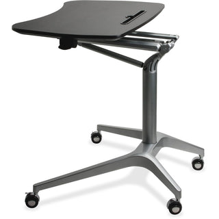 Lorell Gas Lift Height-Adjustable Mobile Desk - For - Table TopBlack Rectangle Top - Powder Coated Base - Adjustable Height - 28.70" to 40.90" Adjustment x 28.25" Table Top Width x 18.75" Table Top Depth - 41" Height - Assembly Required - 1 Each