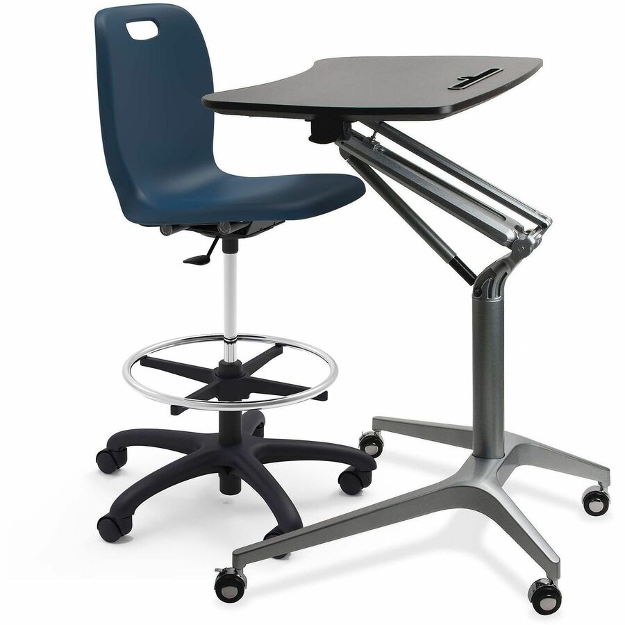 Lorell Gas Lift Height-Adjustable Mobile Desk - For - Table TopBlack Rectangle Top - Powder Coated Base - Adjustable Height - 28.70" to 40.90" Adjustment x 28.25" Table Top Width x 18.75" Table Top Depth - 41" Height - Assembly Required - 1 Each
