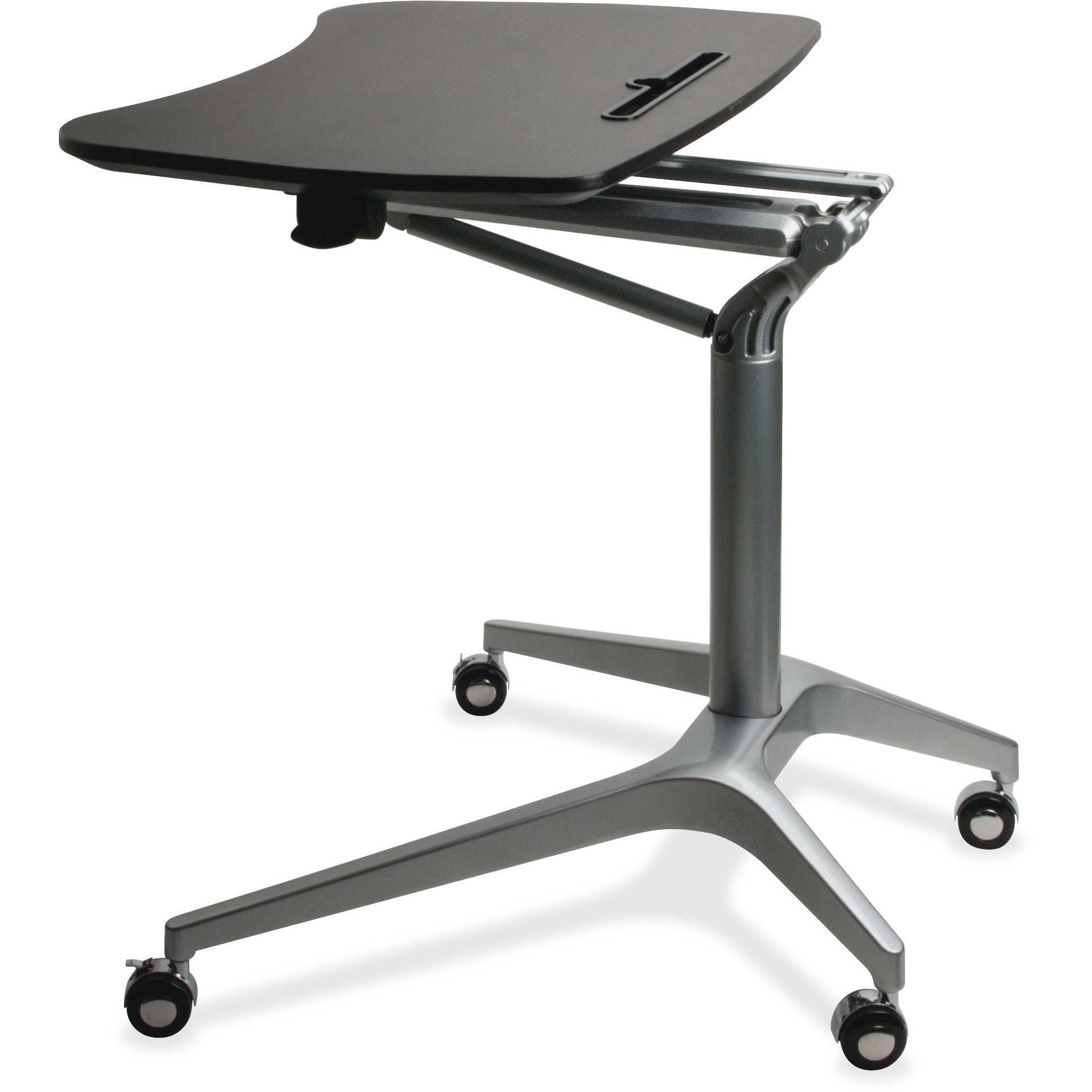 lorell-gas-lift-height-adjustable-mobile-desk-for-table-topblack-rectangle-top-powder-coated-base-adjustable-height-2870-to-4090-adjustment-x-2825-table-top-width-x-1875-table-top-depth-41-height-assembly-required-1-each_llr84838 - 2