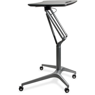 Lorell Gas Lift Height-Adjustable Mobile Desk - For - Table TopBlack Rectangle Top - Powder Coated Base - Adjustable Height - 28.70" to 40.90" Adjustment x 28.25" Table Top Width x 18.75" Table Top Depth - 41" Height - Assembly Required - 1 Each
