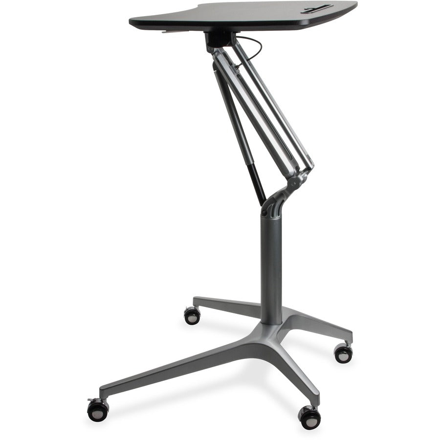 Lorell Gas Lift Height-Adjustable Mobile Desk - For - Table TopBlack Rectangle Top - Powder Coated Base - Adjustable Height - 28.70" to 40.90" Adjustment x 28.25" Table Top Width x 18.75" Table Top Depth - 41" Height - Assembly Required - 1 Each