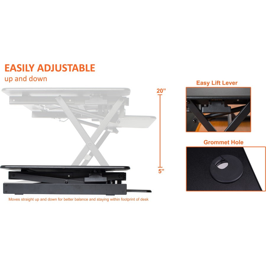 Lorell Deluxe Adjustable Desk Riser - 20" Height x 38" Width x 24" Depth - Desktop - Black