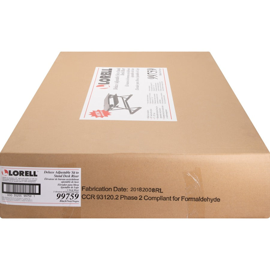 Lorell Deluxe Adjustable Desk Riser - 20" Height x 38" Width x 24" Depth - Desktop - Black