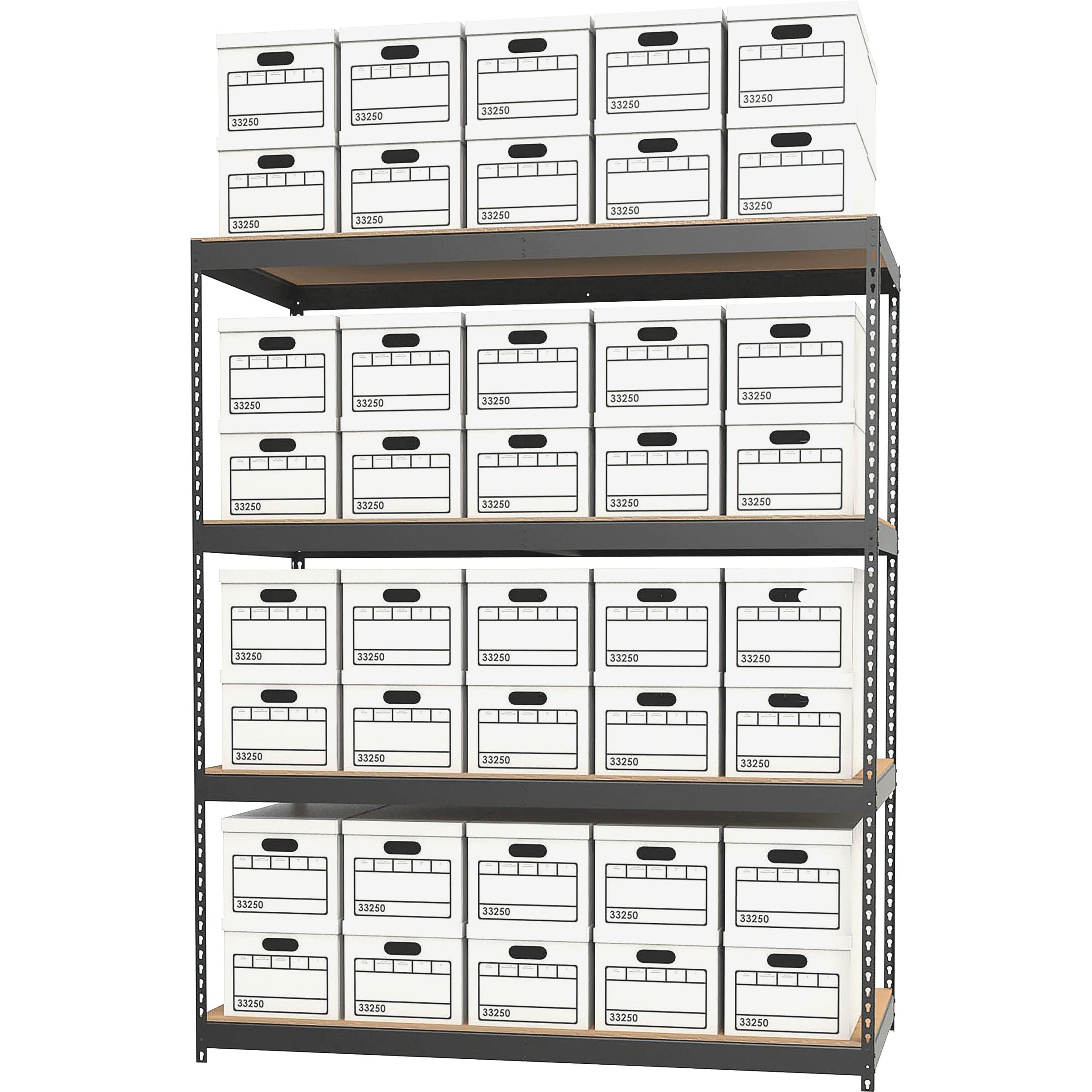 lorell-archival-shelving-80-x-box-4-compartments-84-height-x-69-width-x-33-depth-28%-recycled-black-steel-particleboard-1-each_llr99839 - 3