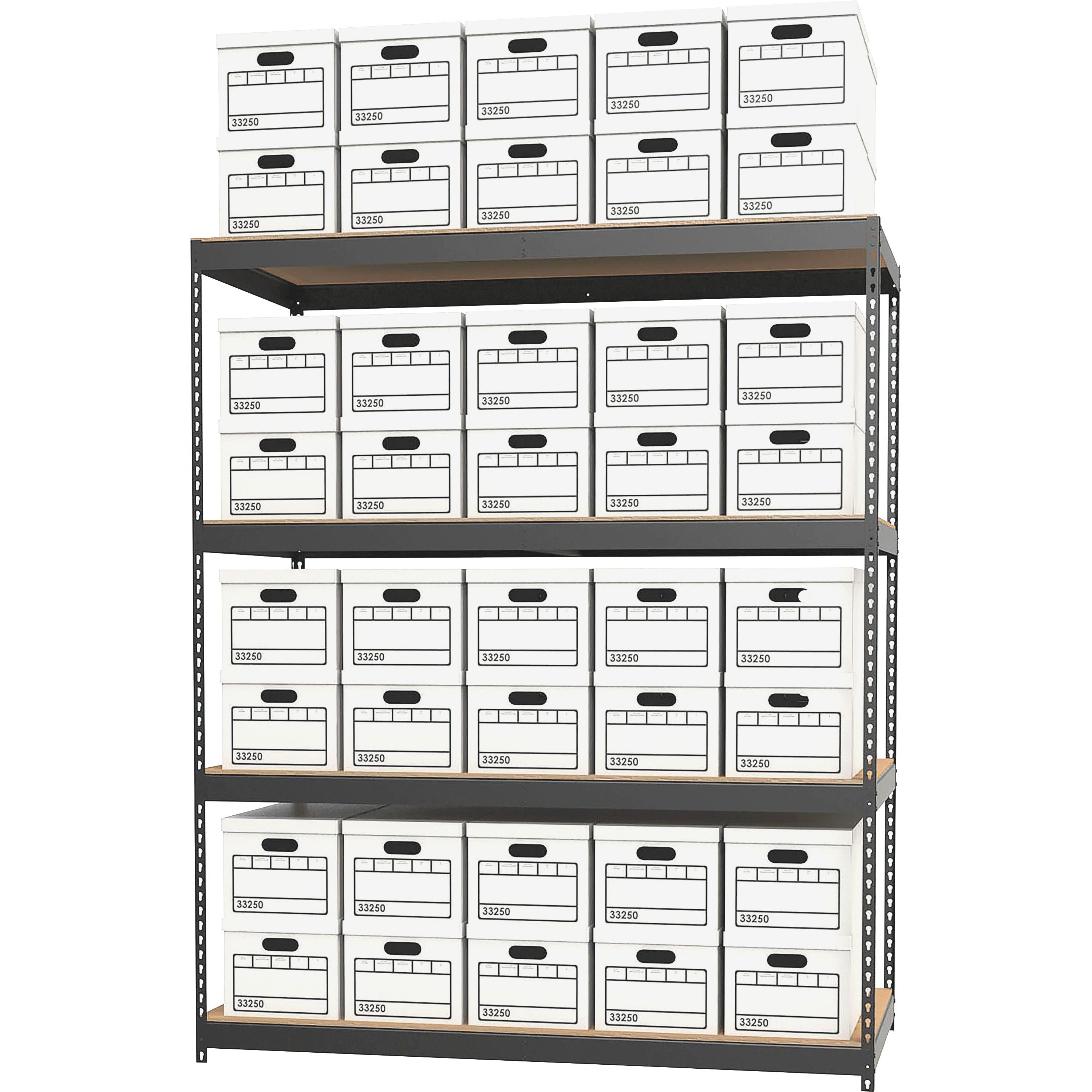 lorell-archival-shelving-80-x-box-4-compartments-84-height-x-69-width-x-33-depth-28%-recycled-black-steel-particleboard-1-each_llr99839 - 3