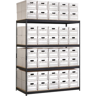 lorell-archival-shelving-80-x-box-4-compartments-84-height-x-69-width-x-33-depth-28%-recycled-black-steel-particleboard-1-each_llr99839 - 5