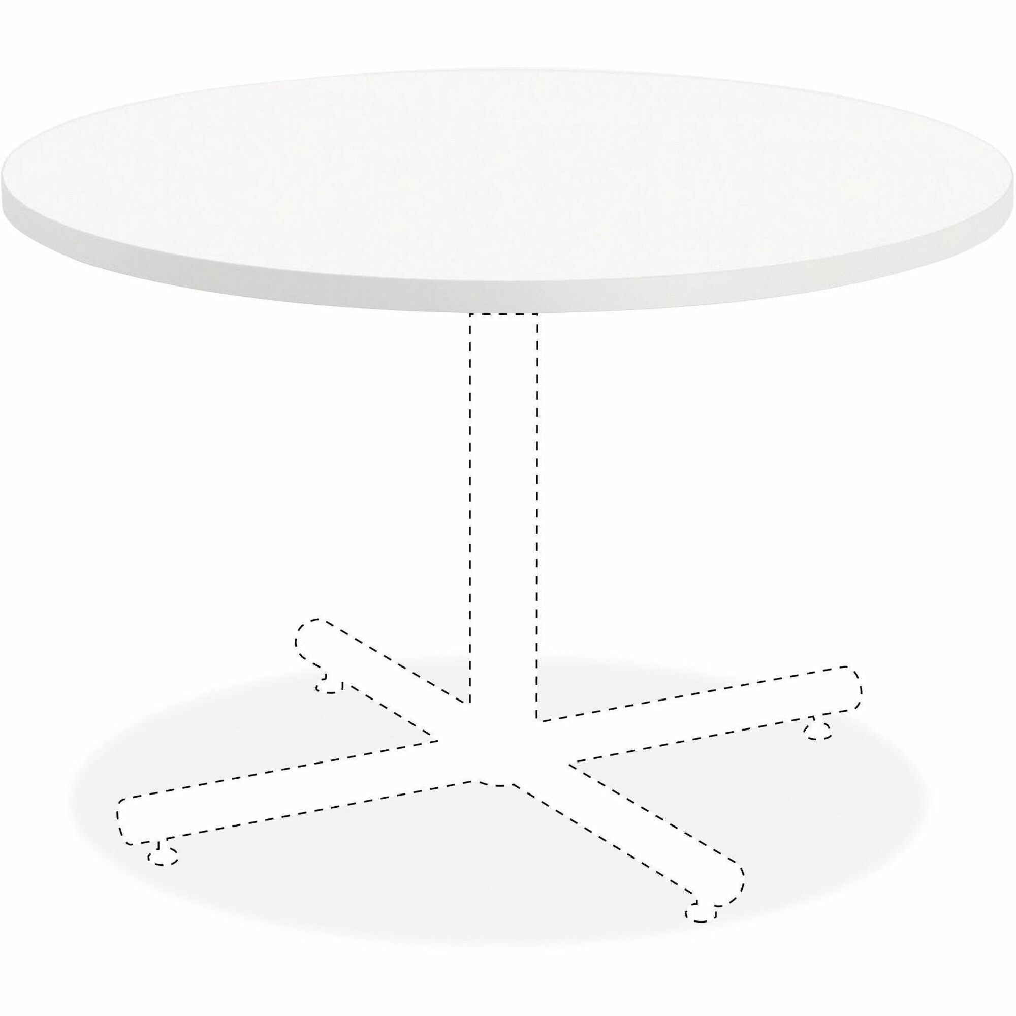 Lorell Hospitality Collection Tabletop - For - Table TopHigh Pressure Laminate (HPL) Round, White Top x 1.25" Table Top Thickness x 36" Table Top Diameter - Assembly Required - Thermofused Laminate (TFL), Particleboard Top Material - 1 Each