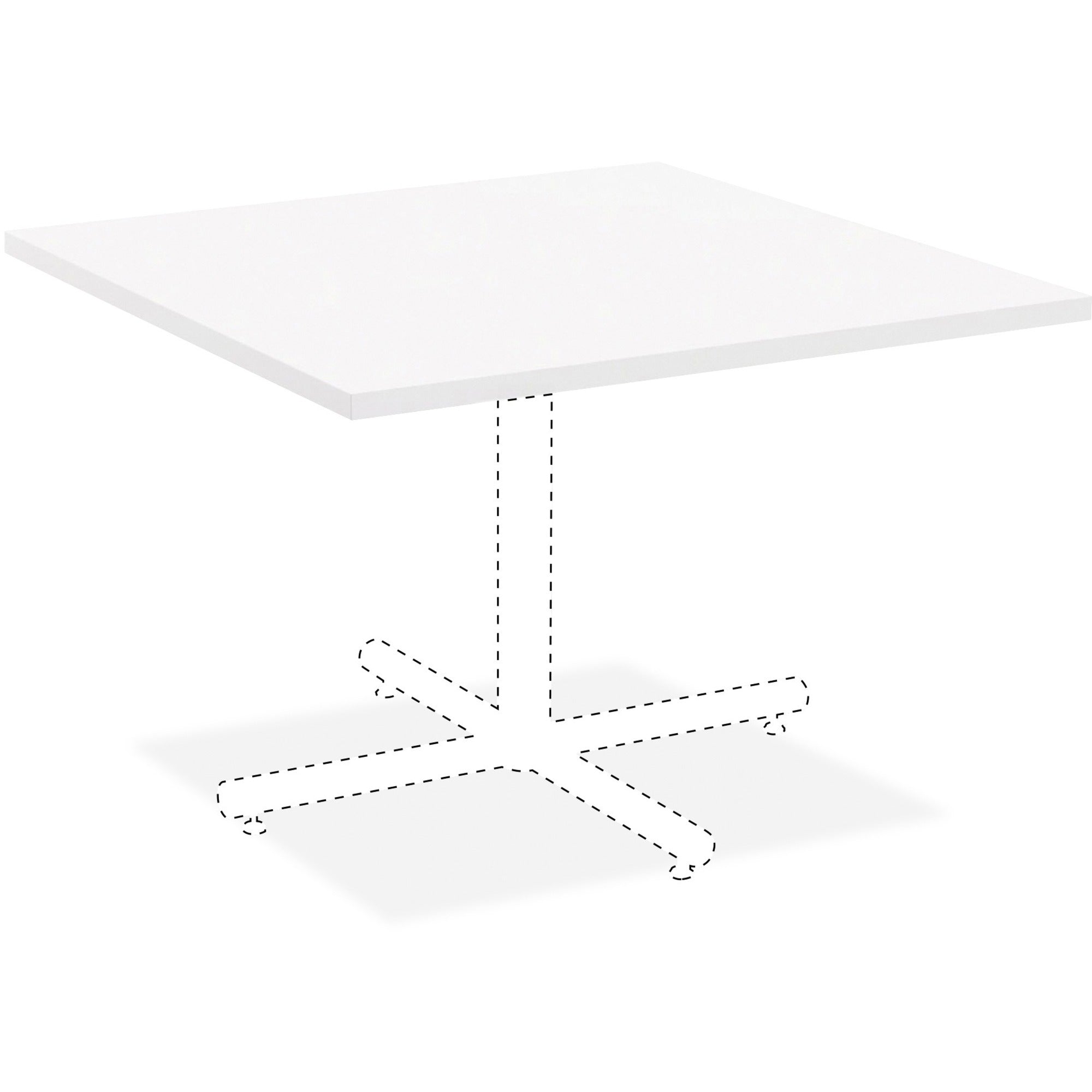 Lorell Hospitality Collection Tabletop - For - Table TopHigh Pressure Laminate (HPL) Square, White Top x 36" Table Top Width x 36" Table Top Depth x 1" Table Top Thickness - Assembly Required - 1 Each