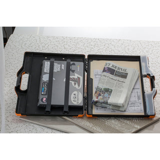Officemate Carry-All Clipboard Storage Box - Storage for Tablet, Notebook - 8 1/2" , 8 1/2" x 11" , 14" - Black, Orange - 1 Each