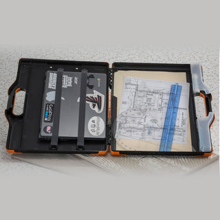 Officemate Carry-All Clipboard Storage Box - Storage for Tablet, Notebook - 8 1/2" , 8 1/2" x 11" , 14" - Black, Orange - 1 Each