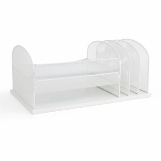 Onyx Desk Organizer with Three Horizontal and Three Upright Sections, Letter Size Files, 19.5 x 11.5 x 8.25, White