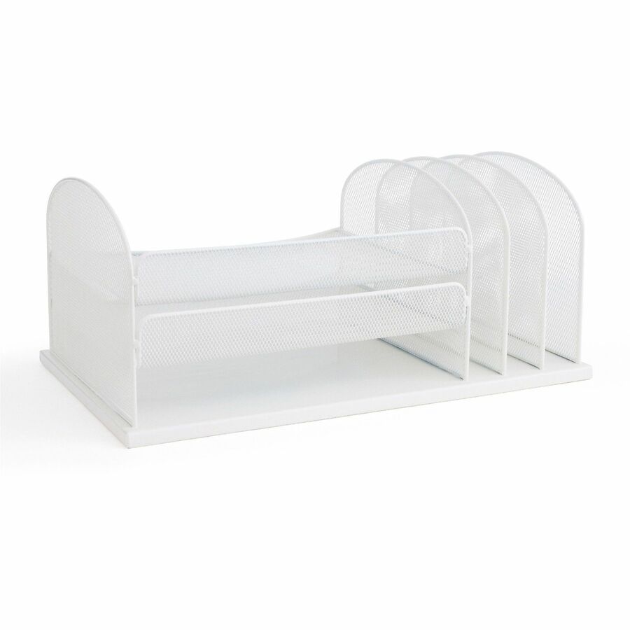 Onyx Desk Organizer with Three Horizontal and Three Upright Sections, Letter Size Files, 19.5 x 11.5 x 8.25, White