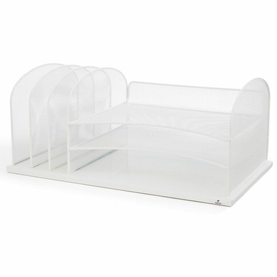 Onyx Desk Organizer with Three Horizontal and Three Upright Sections, Letter Size Files, 19.5 x 11.5 x 8.25, White