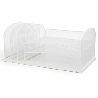 Onyx Desk Organizer with Three Horizontal and Three Upright Sections, Letter Size Files, 19.5 x 11.5 x 8.25, White