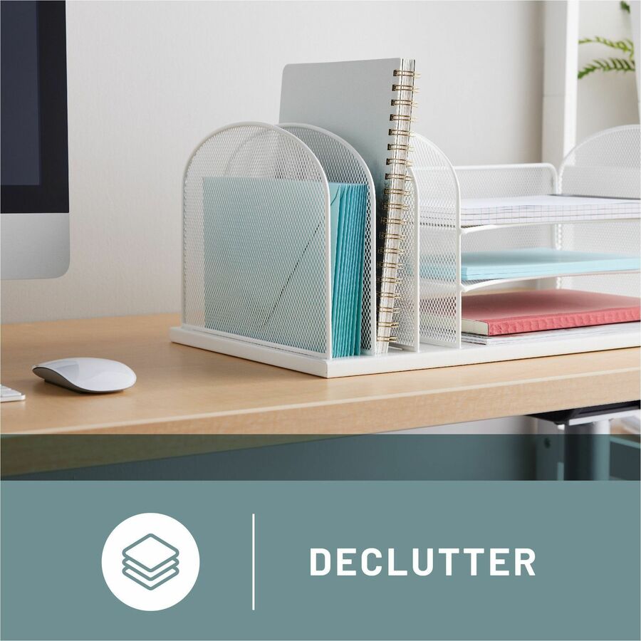 Onyx Desk Organizer with Three Horizontal and Three Upright Sections, Letter Size Files, 19.5 x 11.5 x 8.25, White