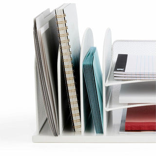 Onyx Desk Organizer with Three Horizontal and Three Upright Sections, Letter Size Files, 19.5 x 11.5 x 8.25, White
