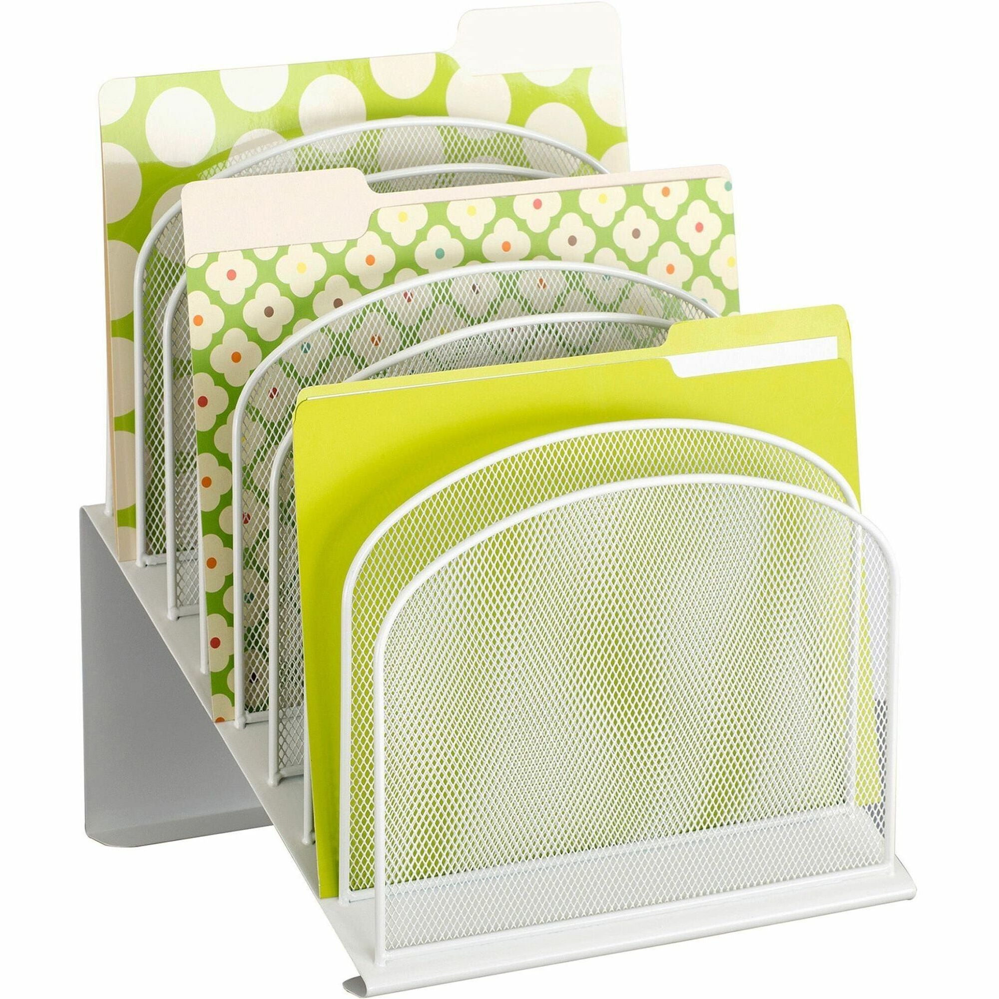 Onyx Mesh Desk Organizer with Tiered Sections, 8 Sections, Letter to Legal Size Files, 11.75" x 10.75" x 14", White