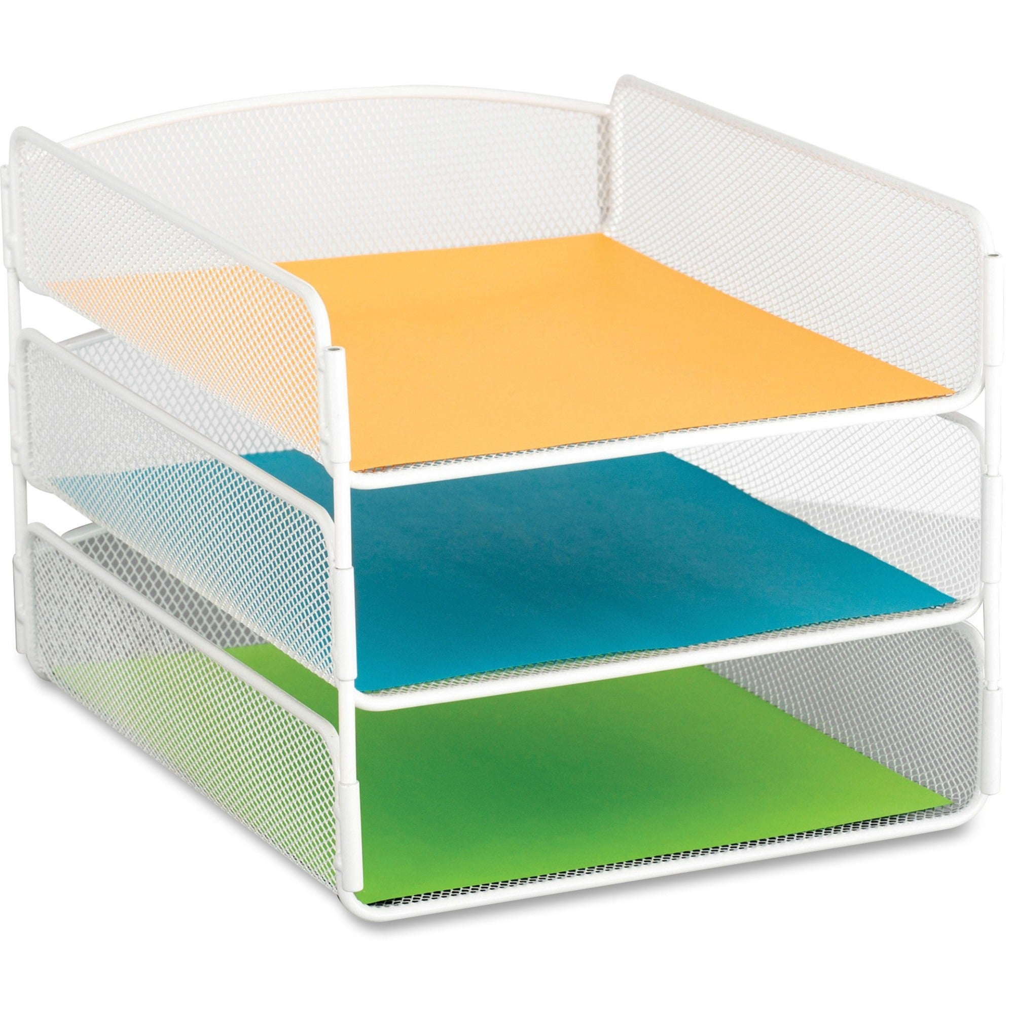 Onyx Desk Tray, 3 Sections, Letter Size Files, 9.25" x 11.75" x 8", White