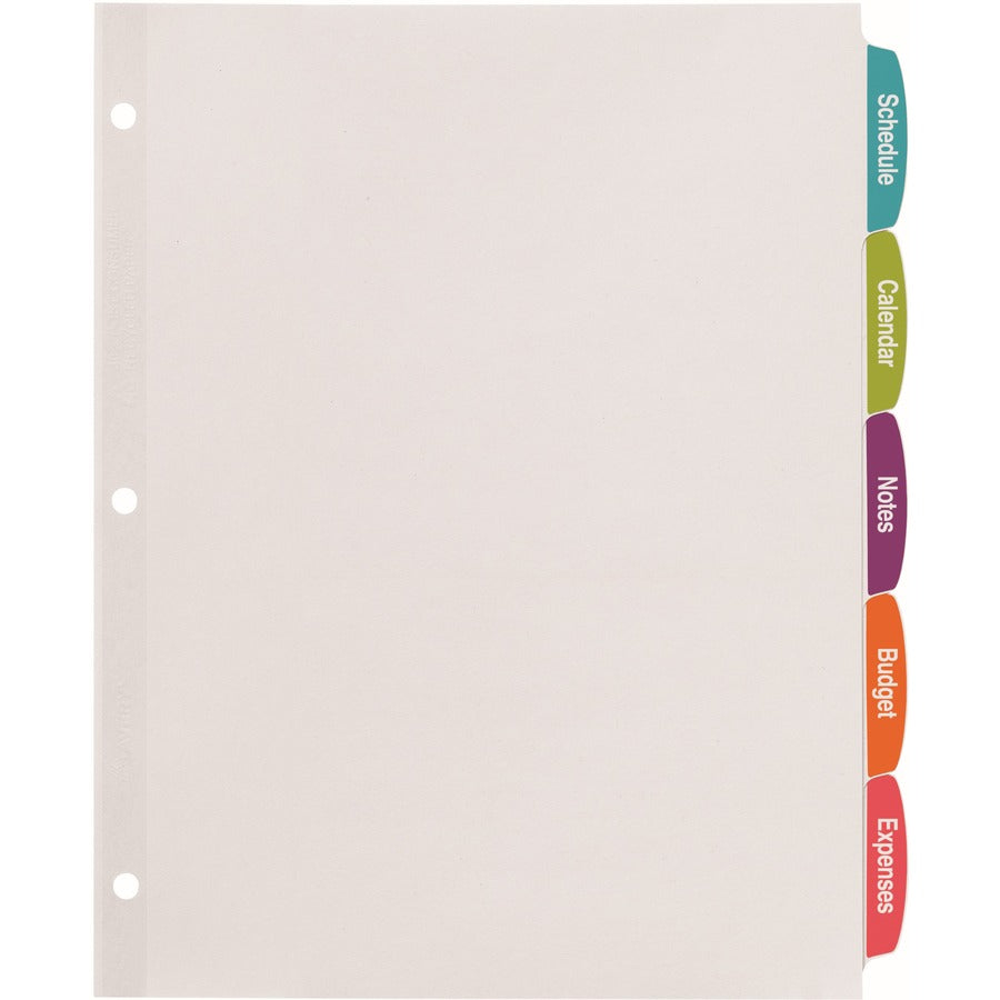 Big Tab Printable White Label Tab Dividers, 5-Tab, 11 x 8.5, White, 4 Sets