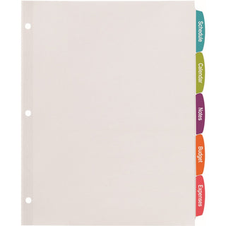 Big Tab Printable White Label Tab Dividers, 5-Tab, 11 x 8.5, White, 4 Sets