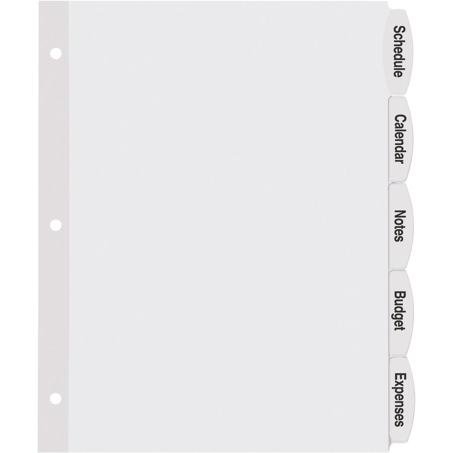Big Tab Printable White Label Tab Dividers, 5-Tab, 11 x 8.5, White, 4 Sets