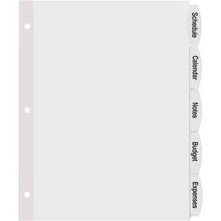 Big Tab Printable White Label Tab Dividers, 5-Tab, 11 x 8.5, White, 4 Sets