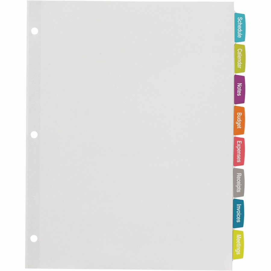 Big Tab Printable White Label Tab Dividers, 8-Tab, 11 x 8.5, White, 4 Sets