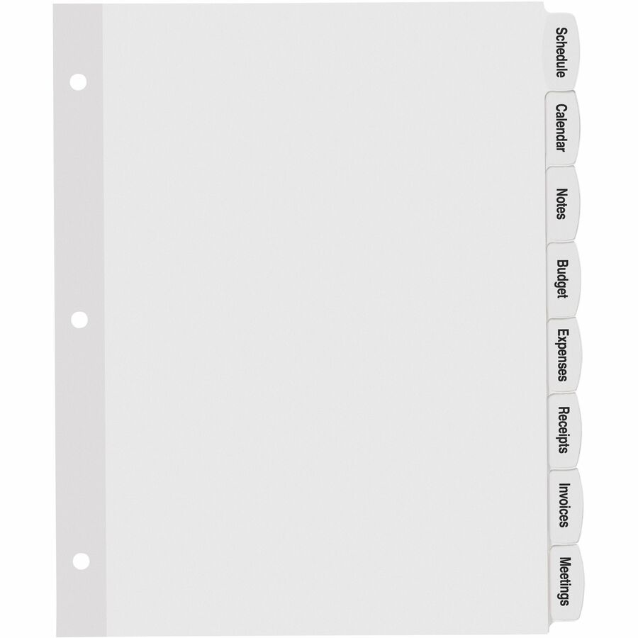 Big Tab Printable White Label Tab Dividers, 8-Tab, 11 x 8.5, White, 4 Sets