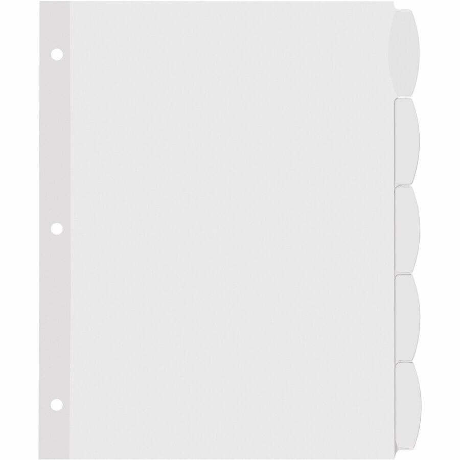 Big Tab Printable White Label Tab Dividers, 5-Tab, 11 x 8.5, White, 20 Sets
