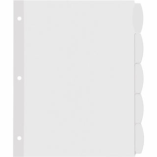 Big Tab Printable White Label Tab Dividers, 5-Tab, 11 x 8.5, White, 20 Sets