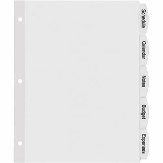 Big Tab Printable White Label Tab Dividers, 5-Tab, 11 x 8.5, White, 20 Sets