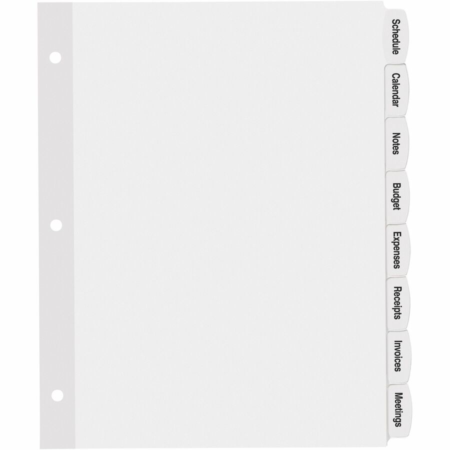 Big Tab Printable White Label Tab Dividers, 8-Tab, 11 x 8.5, White, 20 Sets