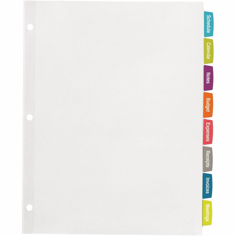 Big Tab Printable White Label Tab Dividers, 8-Tab, 11 x 8.5, White, 20 Sets