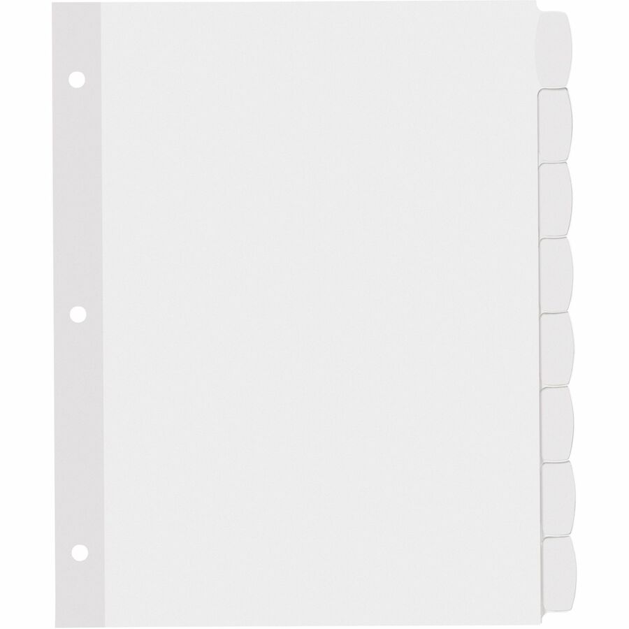 Big Tab Printable White Label Tab Dividers, 8-Tab, 11 x 8.5, White, 20 Sets