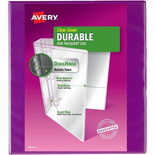 Durable View Binder with DuraHinge and Slant Rings, 3 Rings, 1" Capacity, 11 x 8.5, Purple