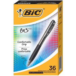 BU3 Ballpoint Pen, Retractable, Medium 1 mm, Black Ink, Smoke/Black Barrel, 36/Pack