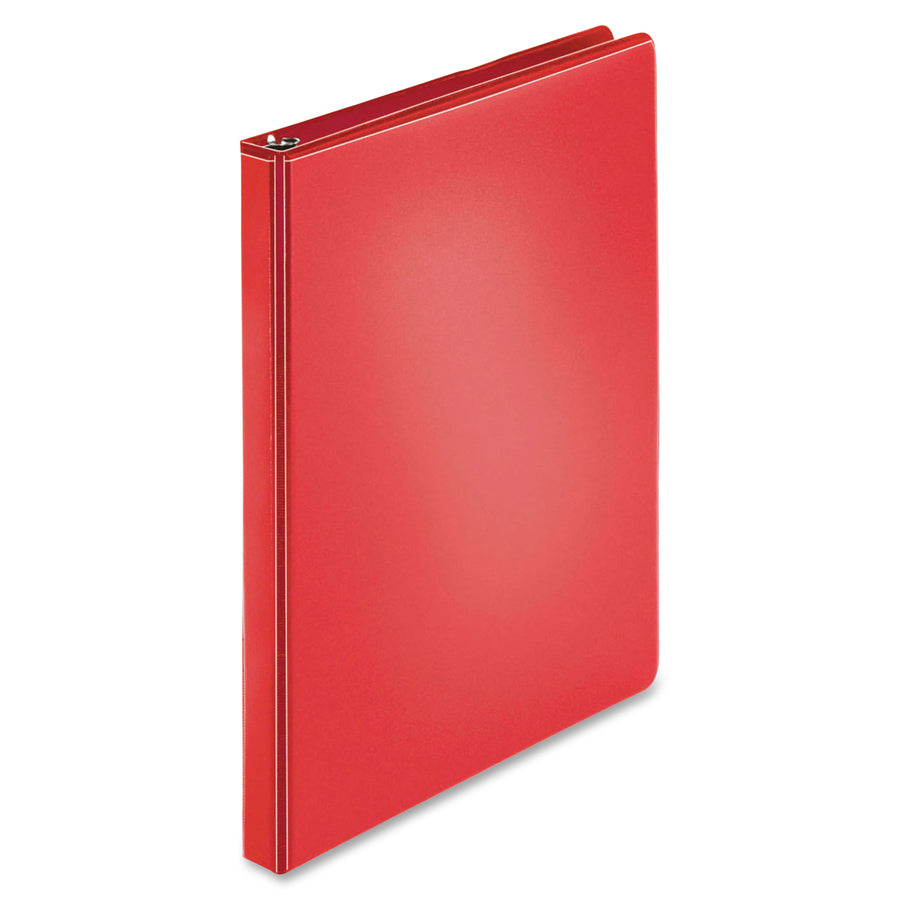 business-source-round-ring-binder-1-2-binder-capacity-round-ring-fasteners-2-internal-pockets-red-clear-overlay-labeling-area-1-each_bsn09965 - 3