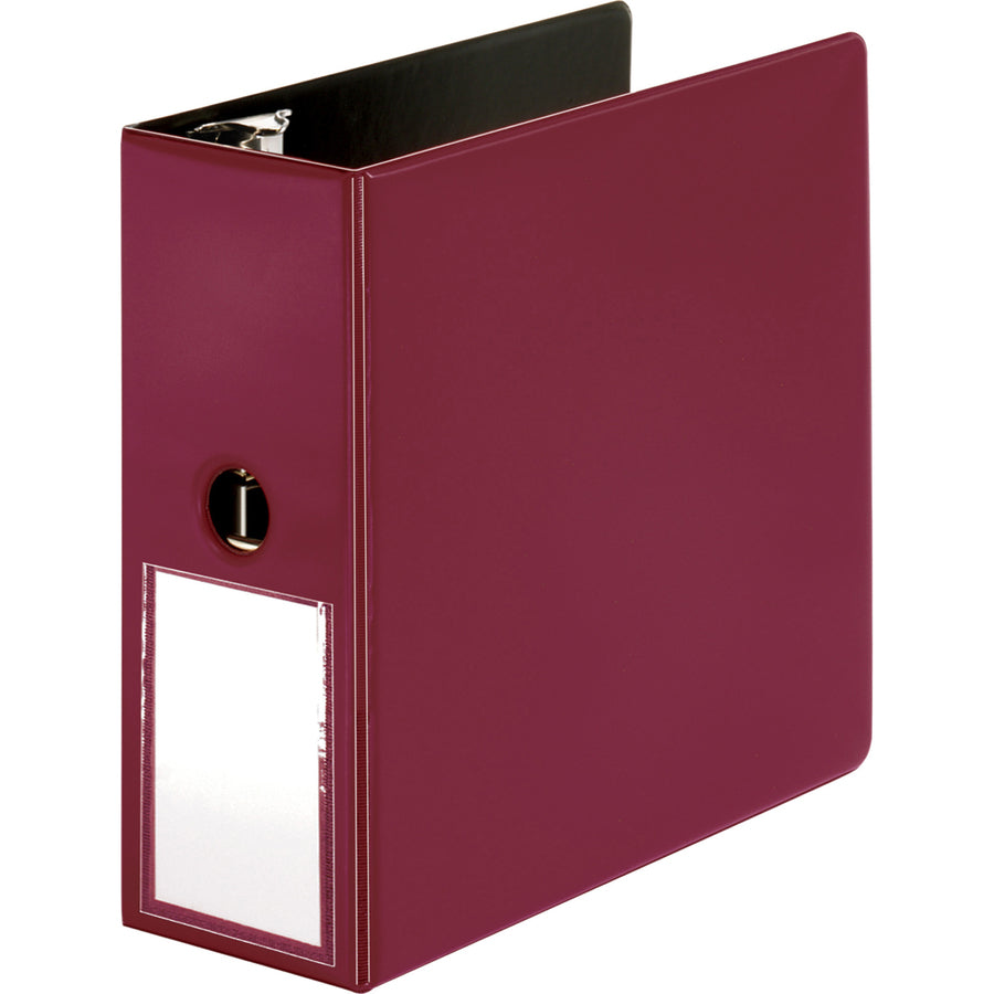 business-source-5-d-ring-binder-5-binder-capacity-1050-sheet-capacity-slant-d-ring-fasteners-internal-pockets-burgundy-transparent-lay-flat-label-holder-spine-1-each_bsn33122 - 5