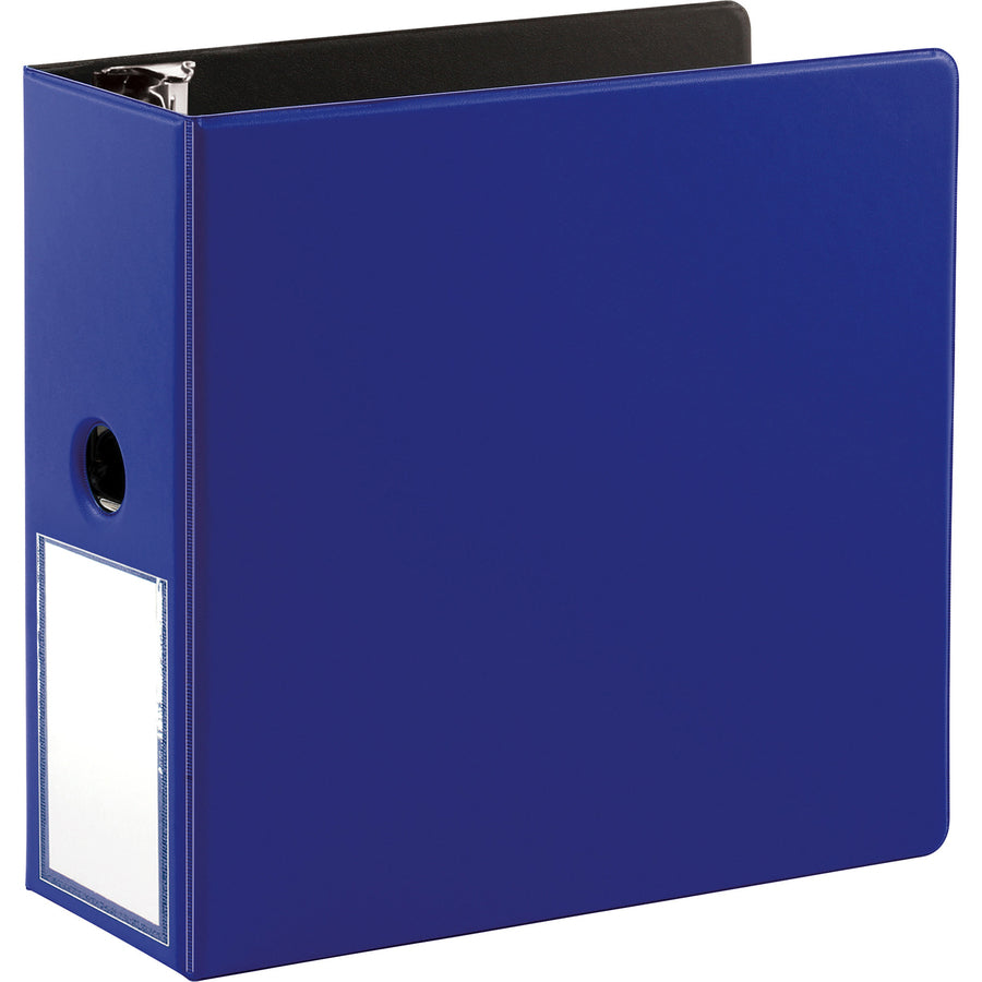 business-source-5-d-ring-binder-5-binder-capacity-1050-sheet-capacity-slant-d-ring-fasteners-internal-pockets-navy-transparent-lay-flat-label-holder-spine-1-each_bsn33123 - 5