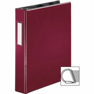 Business Source 1.5" D-Ring Binder - 1 1/2" Binder Capacity - 375 Sheet Capacity - Slant D-Ring Fastener(s) - Internal Pocket(s) - Burgundy - Lay Flat, Label Holder - 1 Each