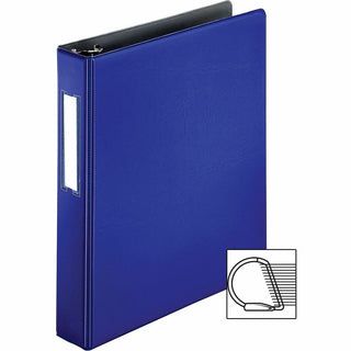 Business Source 1.5" D-Ring Binder - 1 1/2" Binder Capacity - 375 Sheet Capacity - Slant D-Ring Fastener(s) - Internal Pocket(s) - Blue - Lay Flat, Label Holder - 1 Each