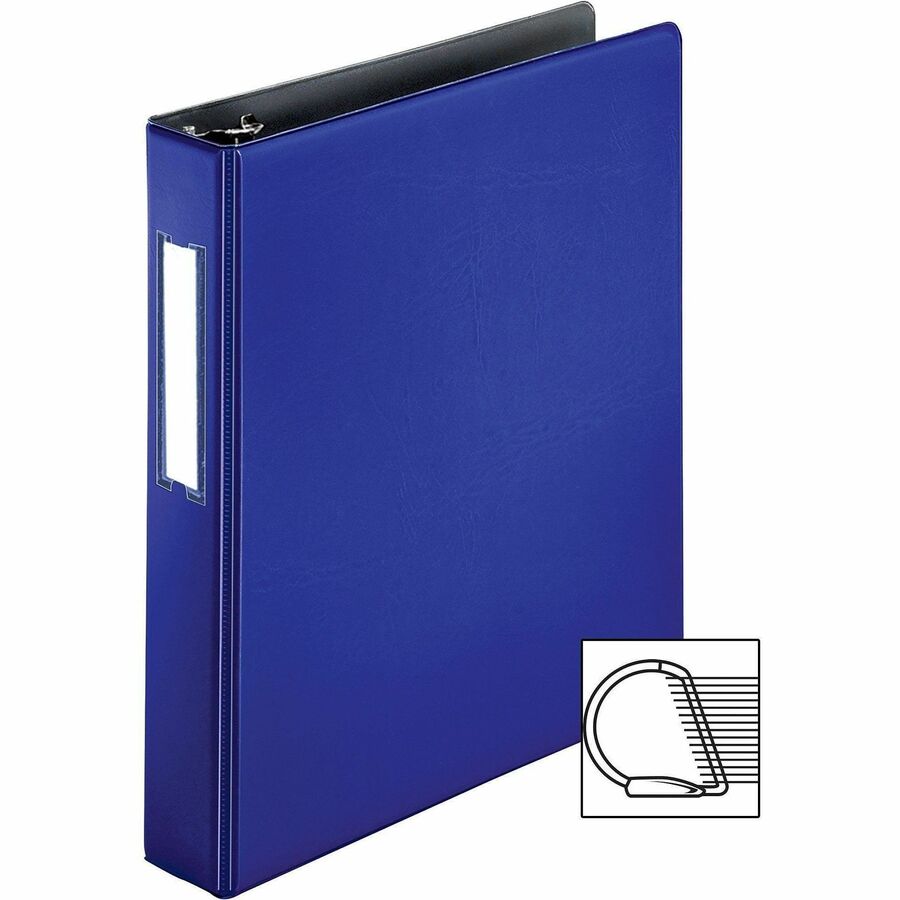 Business Source 1.5" D-Ring Binder - 1 1/2" Binder Capacity - 375 Sheet Capacity - Slant D-Ring Fastener(s) - Internal Pocket(s) - Blue - Lay Flat, Label Holder - 1 Each