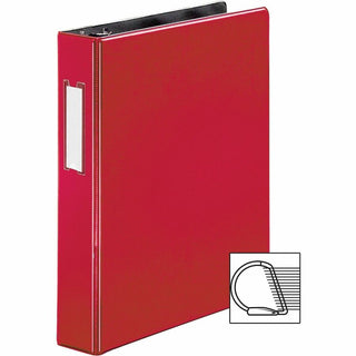 Business Source 1.5" D-Ring Binder - 1 1/2" Binder Capacity - 375 Sheet Capacity - Slant D-Ring Fastener(s) - Internal Pocket(s) - Red - Lay Flat, Label Holder - 1 Each