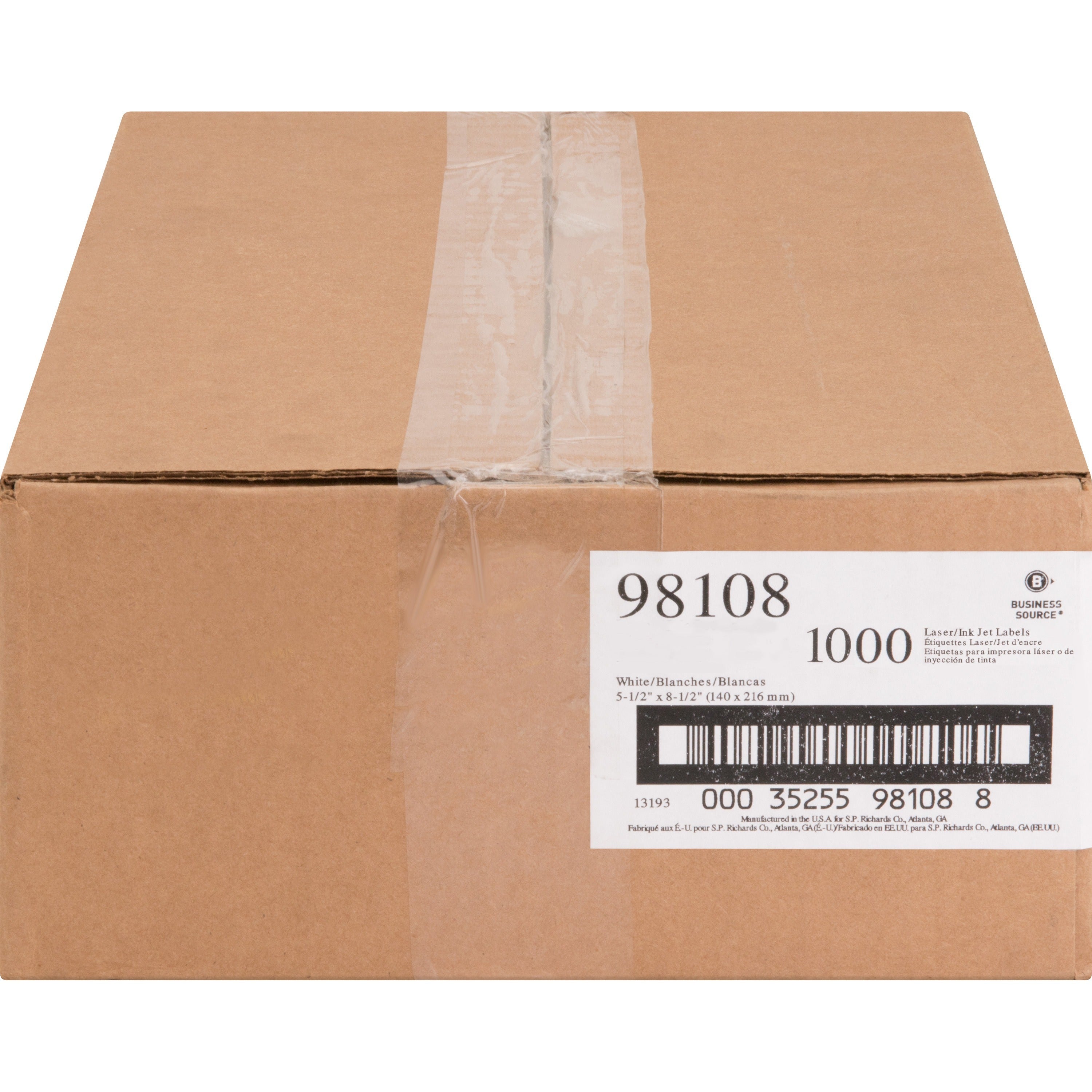 business-source-multipurpose-shipping-labels-5-1-2-width-x-8-1-2-length-permanent-adhesive-rectangle-laser-inkjet-2-sheet-500-total-sheets-1000-carton_bsn98108 - 1