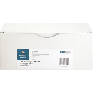 Business Source No. 10 Peel-to-seal Security Envelopes - Business - #10 - 4 1/8" Width x 9 1/2" Length - 24 lb - Peel & Seal - Wove - 100 / Box - White