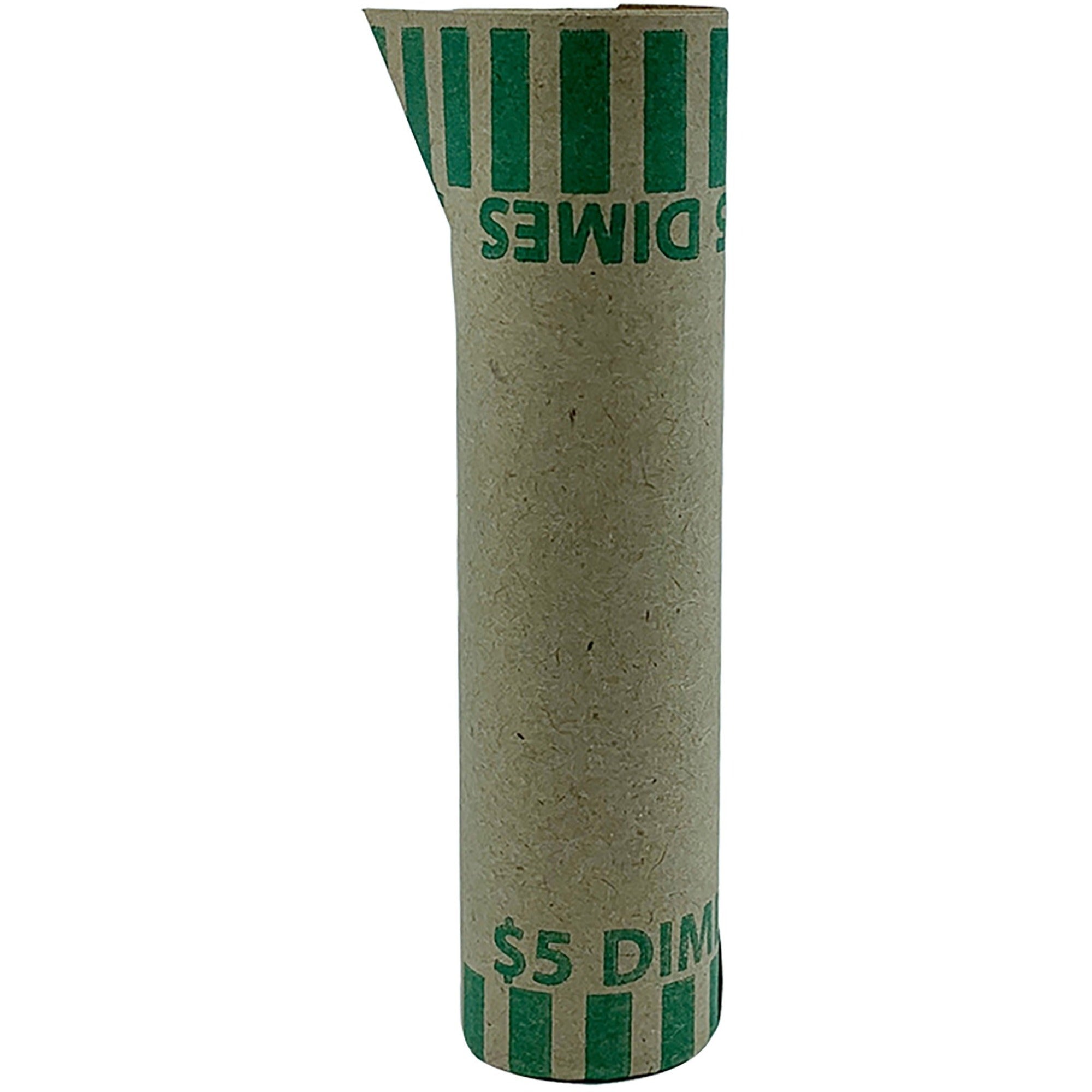 PAP-R Tubular Coin Wrap - 10 Denomination - Durable, Burst Resistant, Crimped, Pre-formed - 57 lb Basis Weight - Paper - Green - 1000 / Box