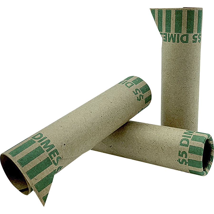 pap-r-tubular-coin-wrap-10-denomination-durable-burst-resistant-crimped-pre-formed-57-lb-basis-weight-paper-green-1000-box_pqp23010 - 2
